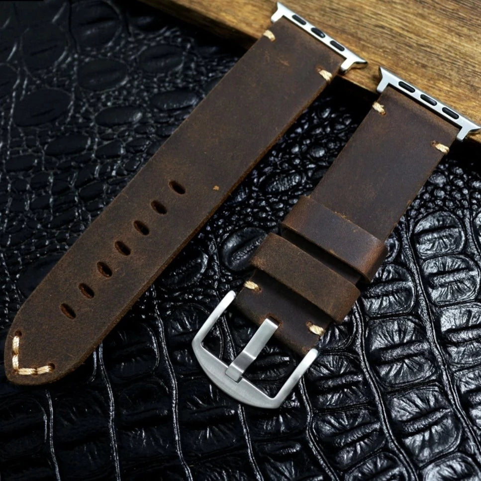 Vintage Crazy Horse Fine Leather strap For Apple watch